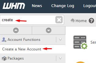 Create a New Account in WHM