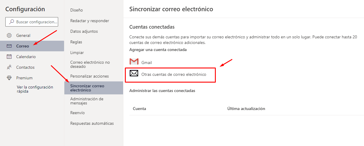 Syncing other email accounts in Outlook