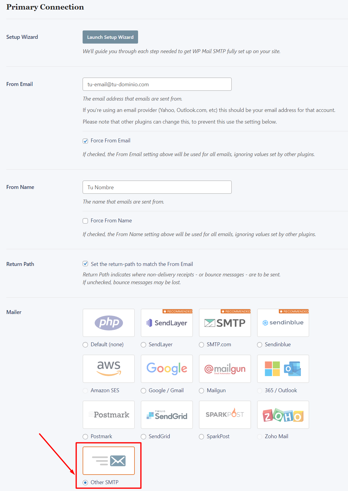 WP Mail SMTP plugin configuration (1)