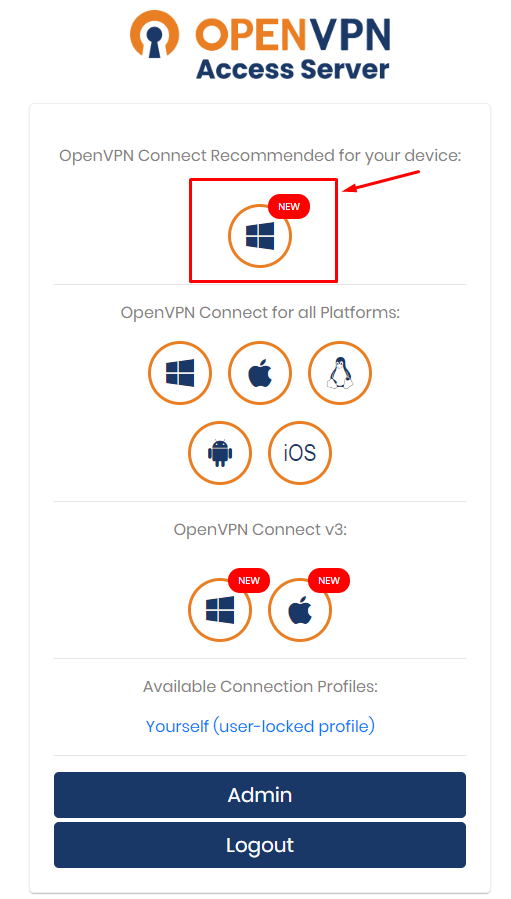 Pantalla de login del panel de OpenVPN Access Server
