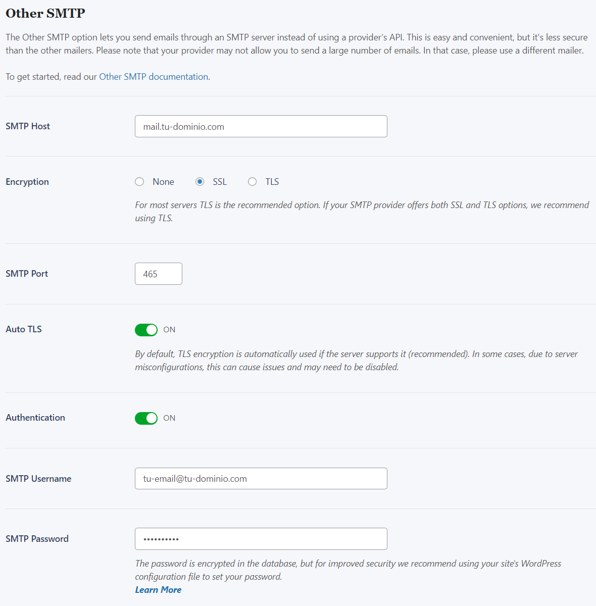 WP Mail SMTP plugin configuration (2)