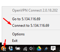 Cliente de OpenVPN conectado