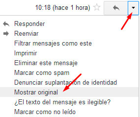 Viewing headers in Gmail