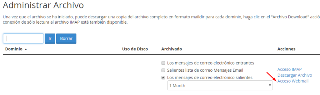 Acceso Webmail del archivo